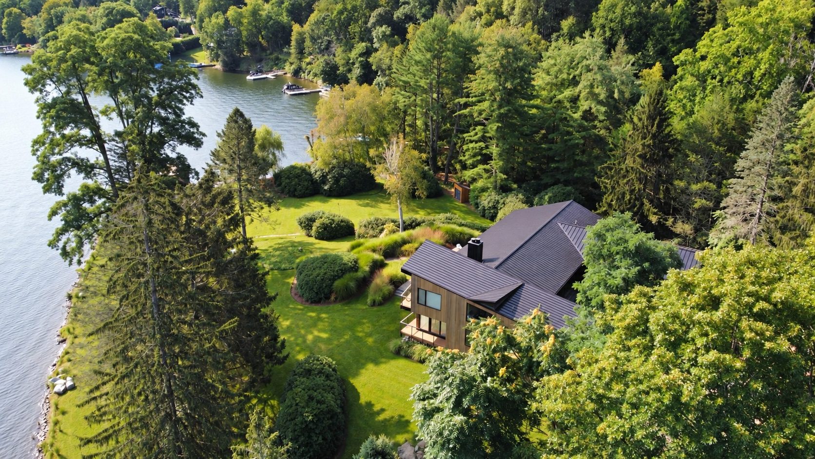 Aerial view of the main house