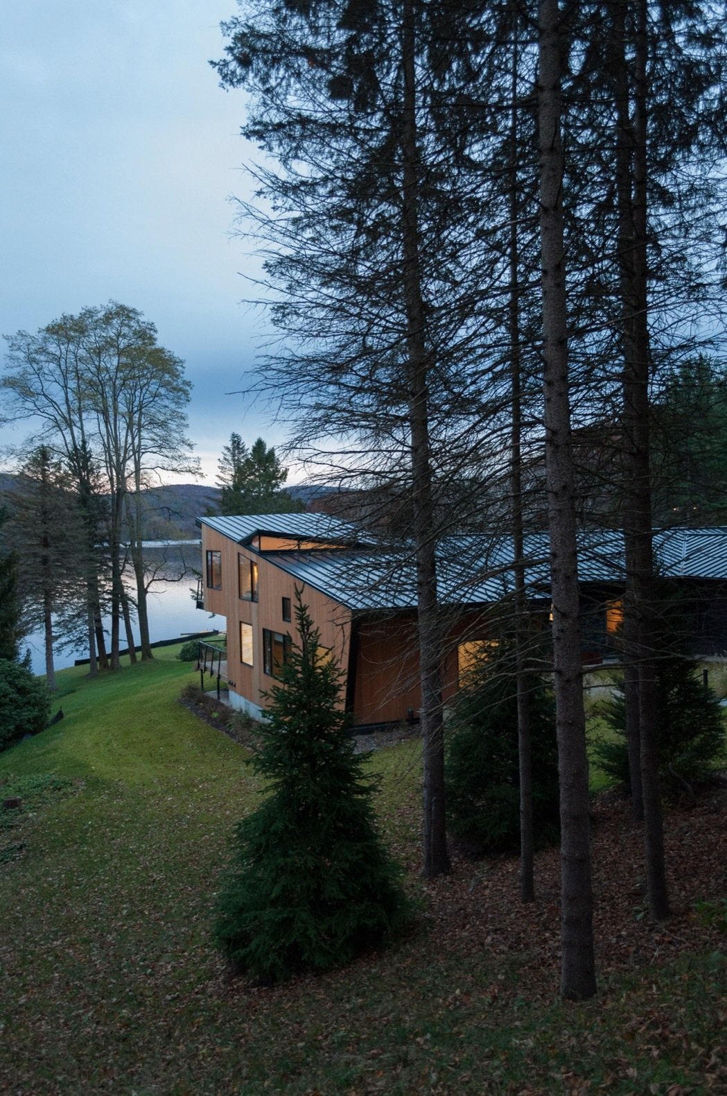 The main house from the lawn, with the guest studio beyond