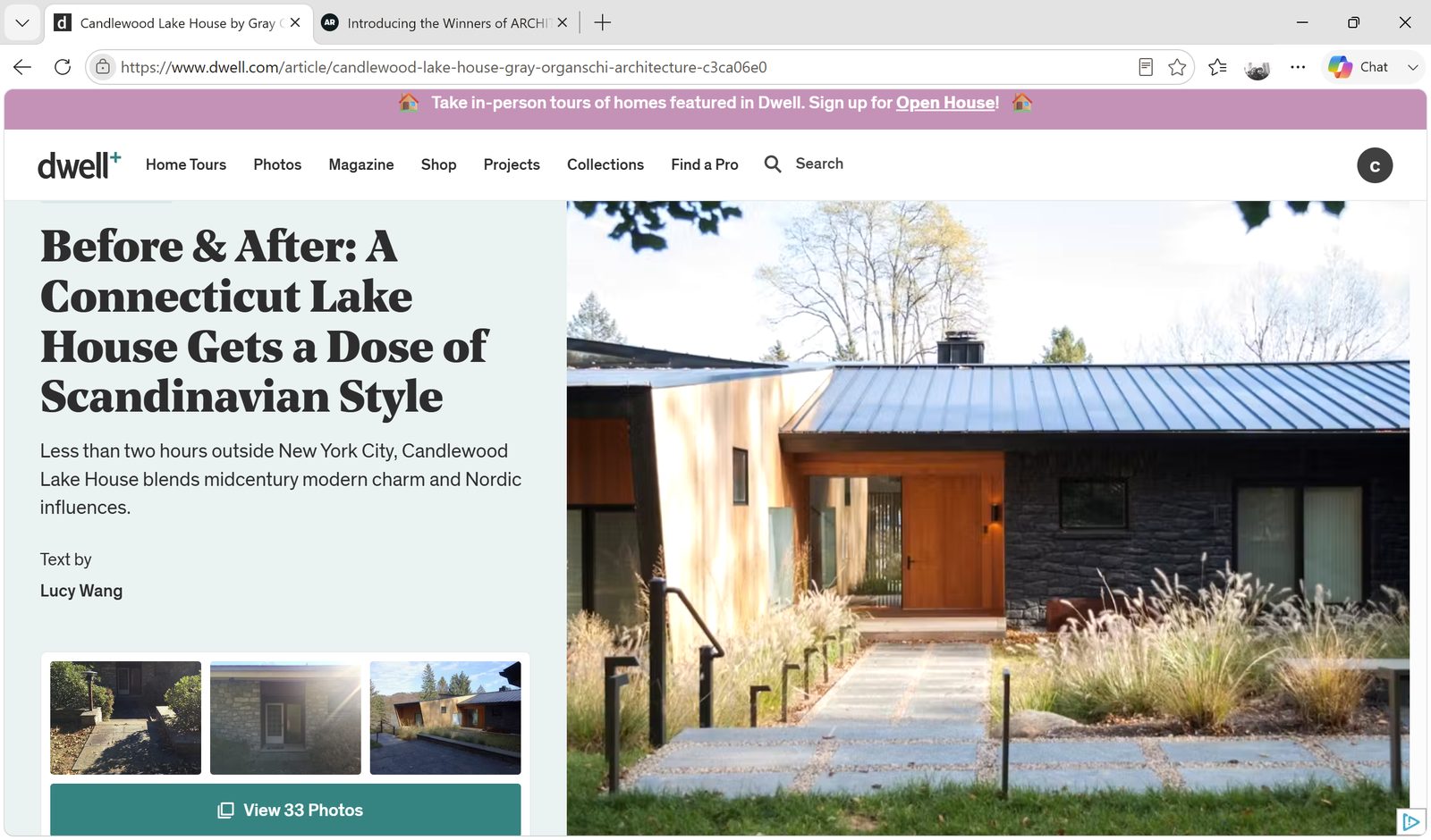 The Dwell article on Candlewood Lake House
